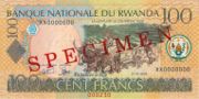 卢旺达法郎年版面值100 Francs——正面