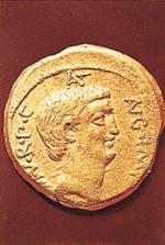 古罗马凯撒时代硬币上的安东尼肖像