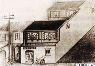 商务印书馆在上海江西路创建时的厂屋（绘画）