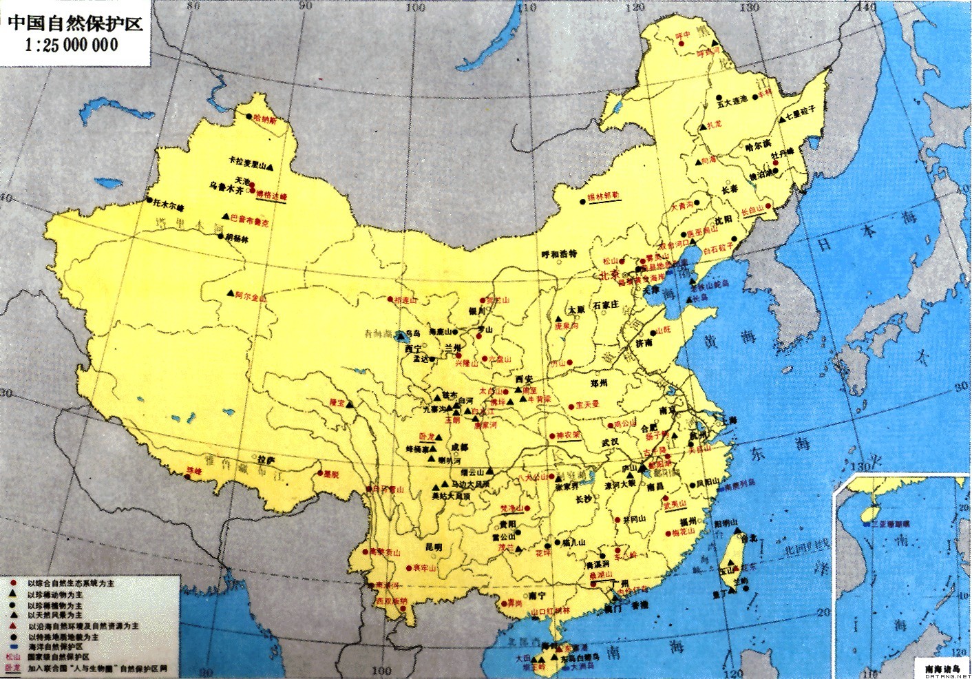 地图：中国自然保护区