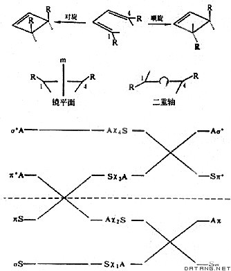 图2 对旋和顺旋反应过程的能级相关图
