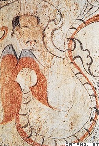 西汉卜千秋墓壁画中的伏羲形象（河南洛阳）