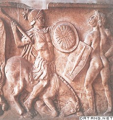 高卢士兵与罗马骑兵格斗（浮雕）